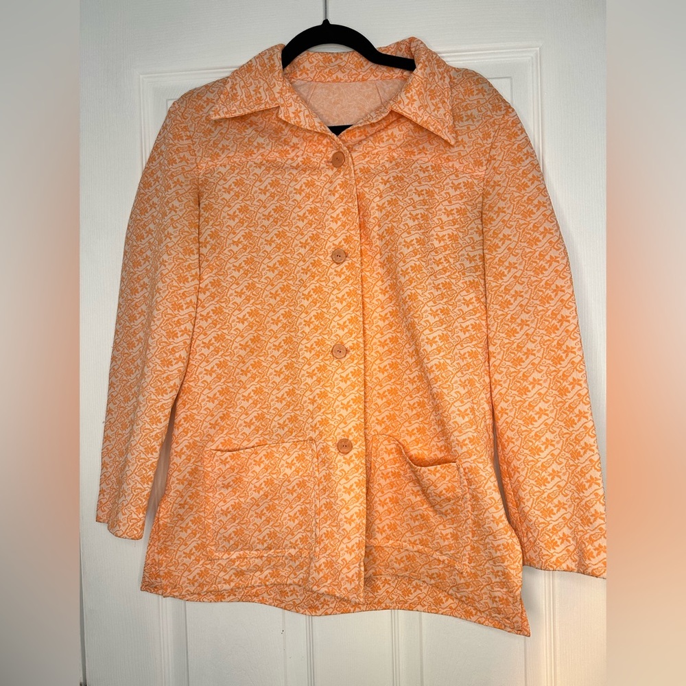 Orange Patterned Women's Jacket - Picture 2 of 8